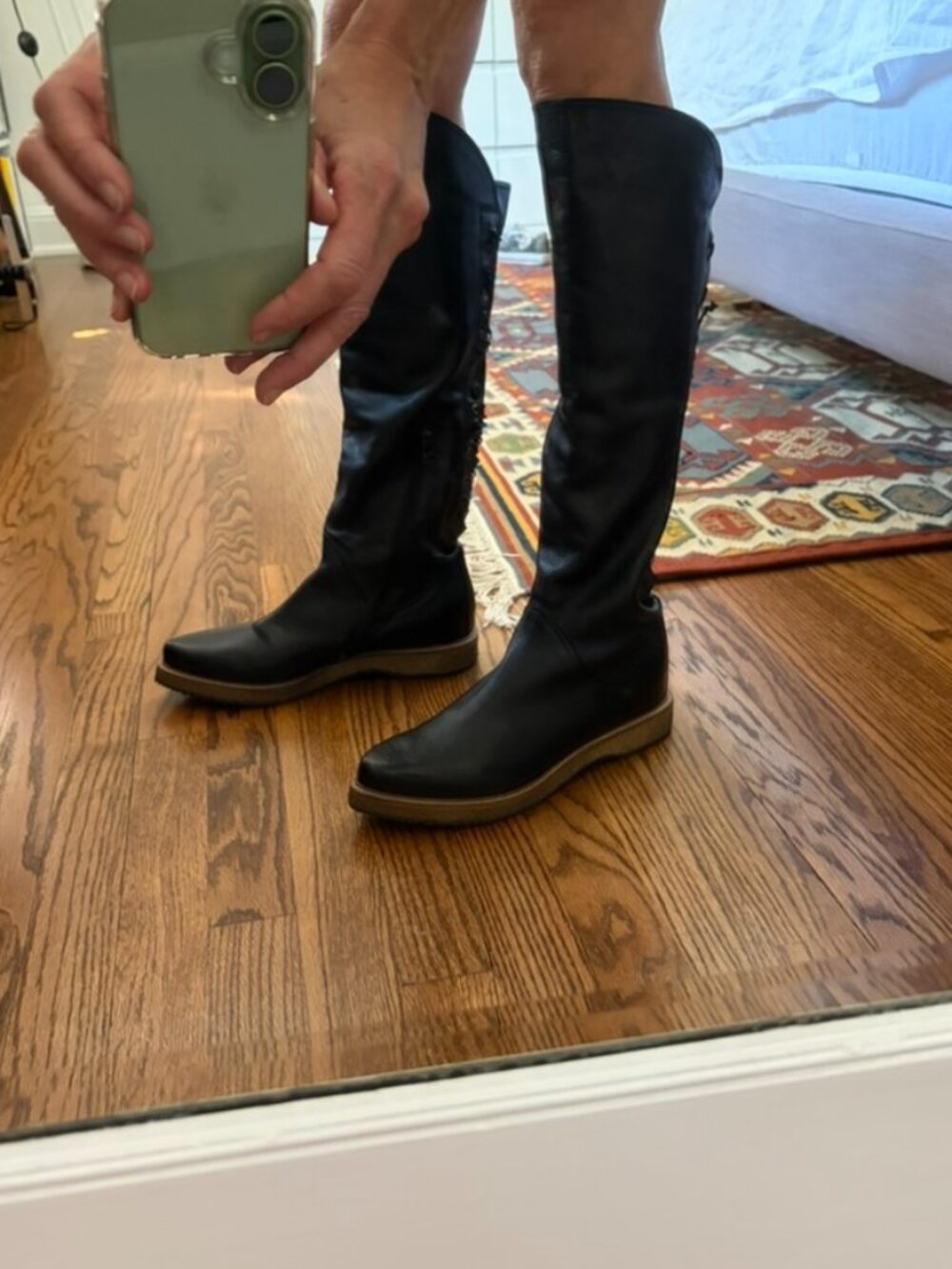 Area Forte Anthropologie Knee-High Riding Boots Black Leather Italy 9 40 EUC